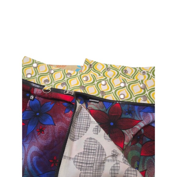 ZAND Amsterdam Reversible Wrap Skirt Womens One Size Snap Floral Punk A32.1 - Picture 3 of 11